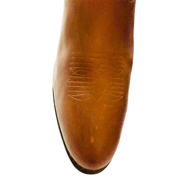 Laredo Men's Paris Brown Leather Snip Toe Western Cowboy Boots Size 11 round
