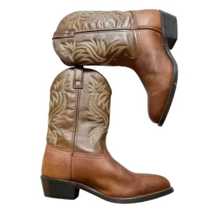 Laredo Men's Paris Brown Leather Snip Toe Western Cowboy Boots Size 11 round