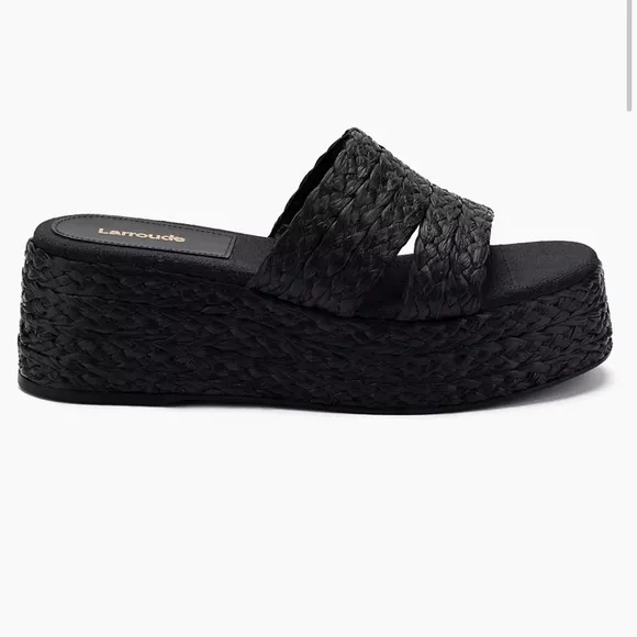 Larroude The Ash sandals handmade braided raffia in a flatform style Size 9