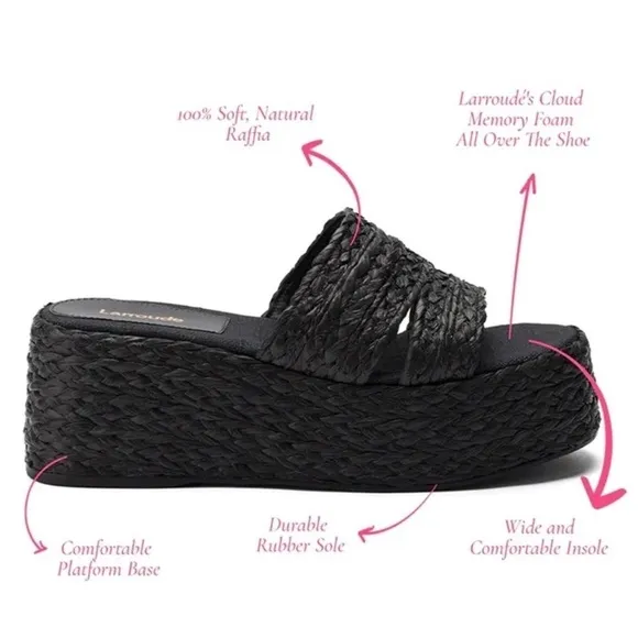 Larroude The Ash sandals handmade braided raffia in a flatform style Size 9
