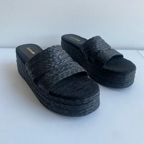 Larroude The Ash sandals handmade braided raffia in a flatform style Size 9