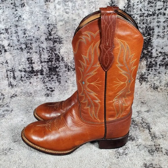 Larry Mahan Women's Vintage Western Boots Brown Leather Size 6.5