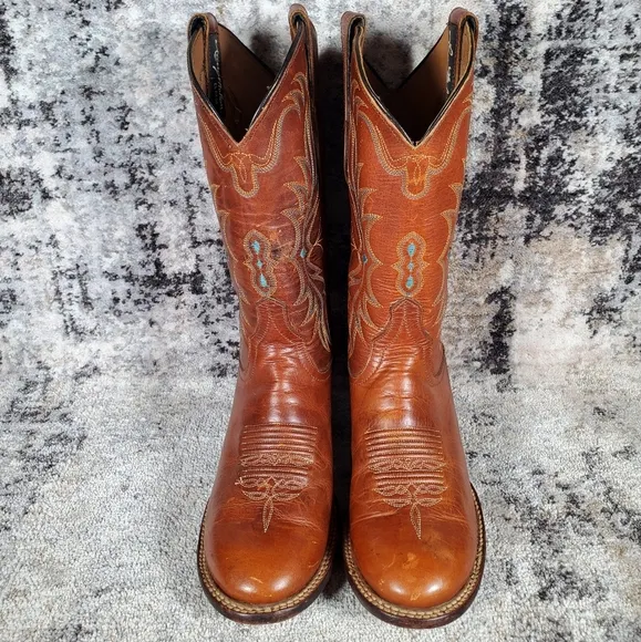 Larry Mahan Women's Vintage Western Boots Brown Leather Size 6.5