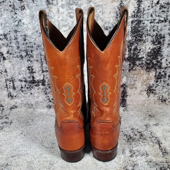 Larry Mahan Women's Vintage Western Boots Brown Leather Size 6.5