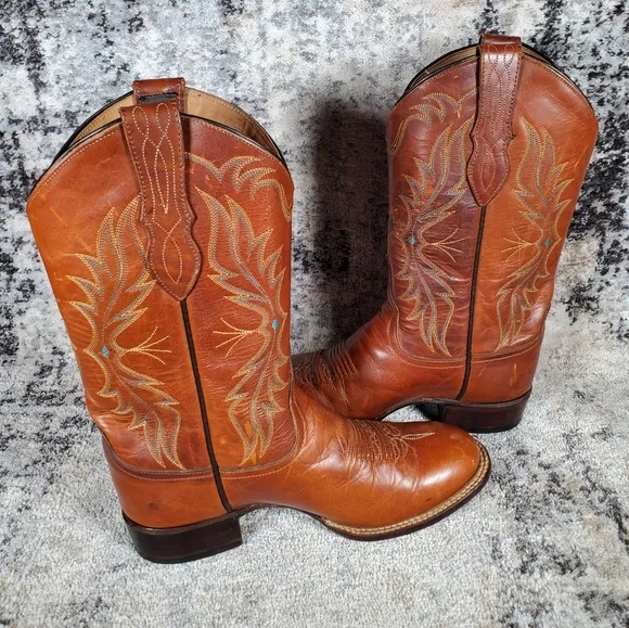 Larry Mahan Women's Vintage Western Boots Brown Leather Size 6.5