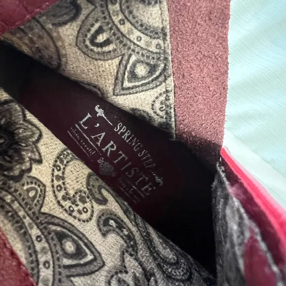 Lartiste Scottala burgundy leather plaid ankle Boots size 38