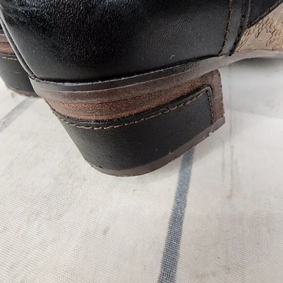 L'Artiste Spring Step 3 Tone Leather Ankle Boot Reptile Steampunk Tan Black 37