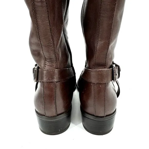 Lauren Ralph Lauren Boots Women’s Tall Riding Brown Leather Zip 6B Marion Bit