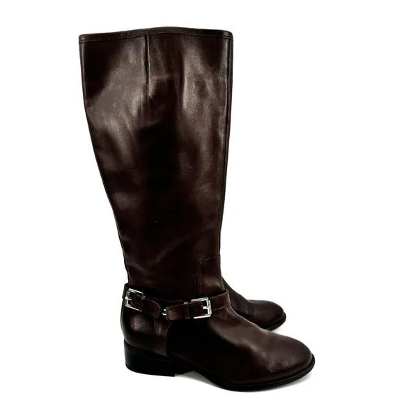 Lauren Ralph Lauren Boots Women’s Tall Riding Brown Leather Zip 6B Marion Bit