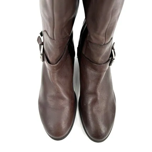Lauren Ralph Lauren Boots Women’s Tall Riding Brown Leather Zip 6B Marion Bit