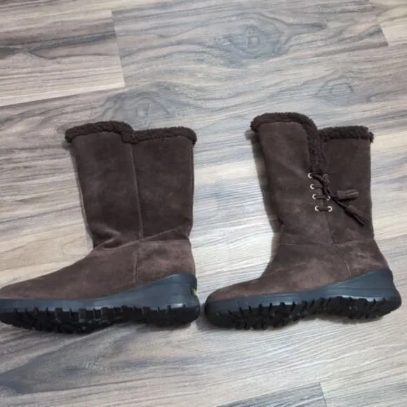Lauren Ralph Lauren Tadina Brown Suede Leather Shearling Boot Size Women's‎ 9B