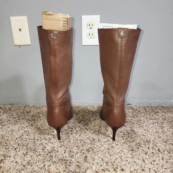 Lauren Ralph Lauren Womens Leannah Black Mid-Calf Boots Size 8 (B,M) Mahogany