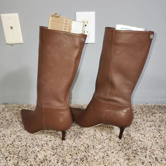 Lauren Ralph Lauren Womens Leannah Black Mid-Calf Boots Size 8 (B,M) Mahogany