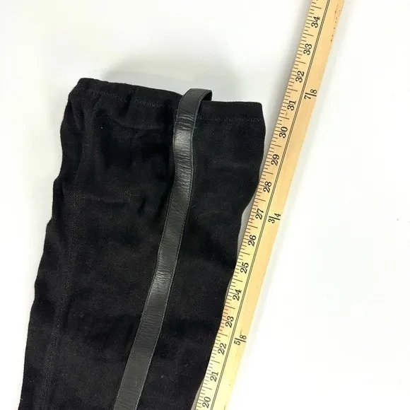 Laurence Dacade Women’s 37 US 7 Black Canvas Over The Knee Thigh Boots Peep Toe