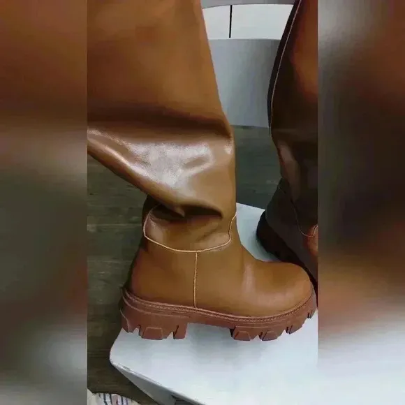Leather caramel knee High boots EU sz 42 ( US 9.5) 26 cm