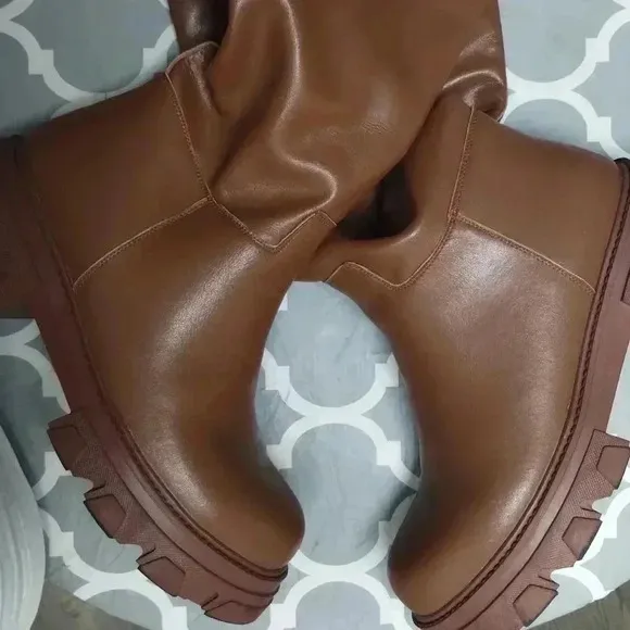 Leather caramel knee High boots EU sz 42 ( US 9.5) 26 cm