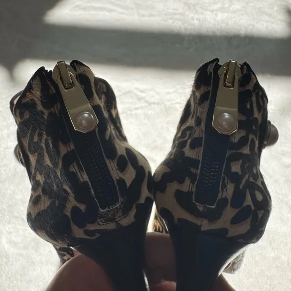 Leopard Print Pony Hair Heeled Ankle Boots by Louise et Cie