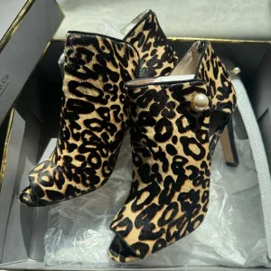 Leopard Print Pony Hair Heeled Ankle Boots by Louise et Cie