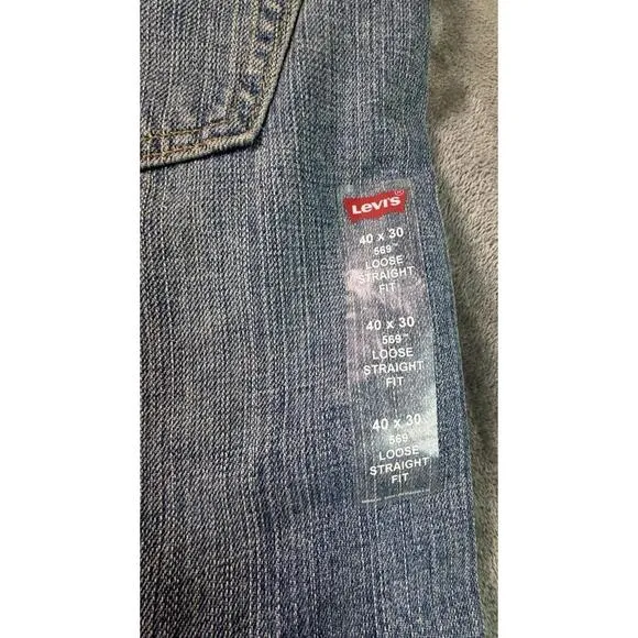 Levis 569 Jeans Men Size 40X32 Blue Denim Loose Straight Cotton NWT