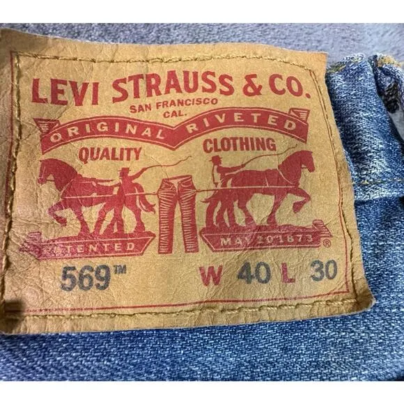 Levis 569 Jeans Men Size 40X32 Blue Denim Loose Straight Cotton NWT