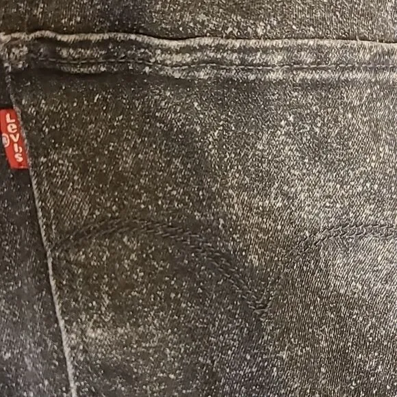 Levi's 711 Size 20W Petite Black Acid Wash Mid-Rise Skinny Jeans Grunge Goth