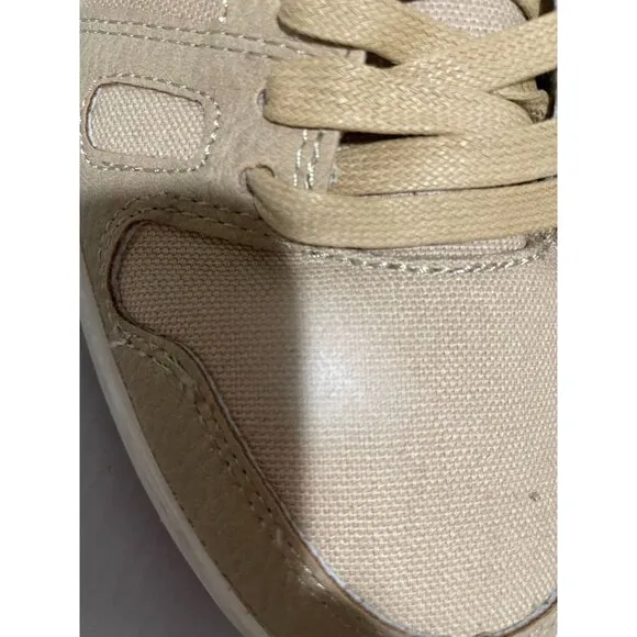 Levis Mens High-Top Sneakers Size 10 Beige Canvas Lace-Up Casual Shoes