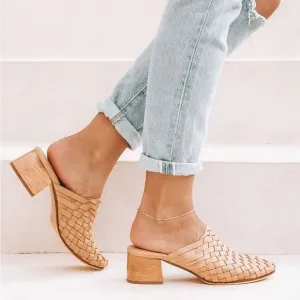 LIBERTE Bondi Woven Mules Slip On Tan - Cream SIZE 7 Like New