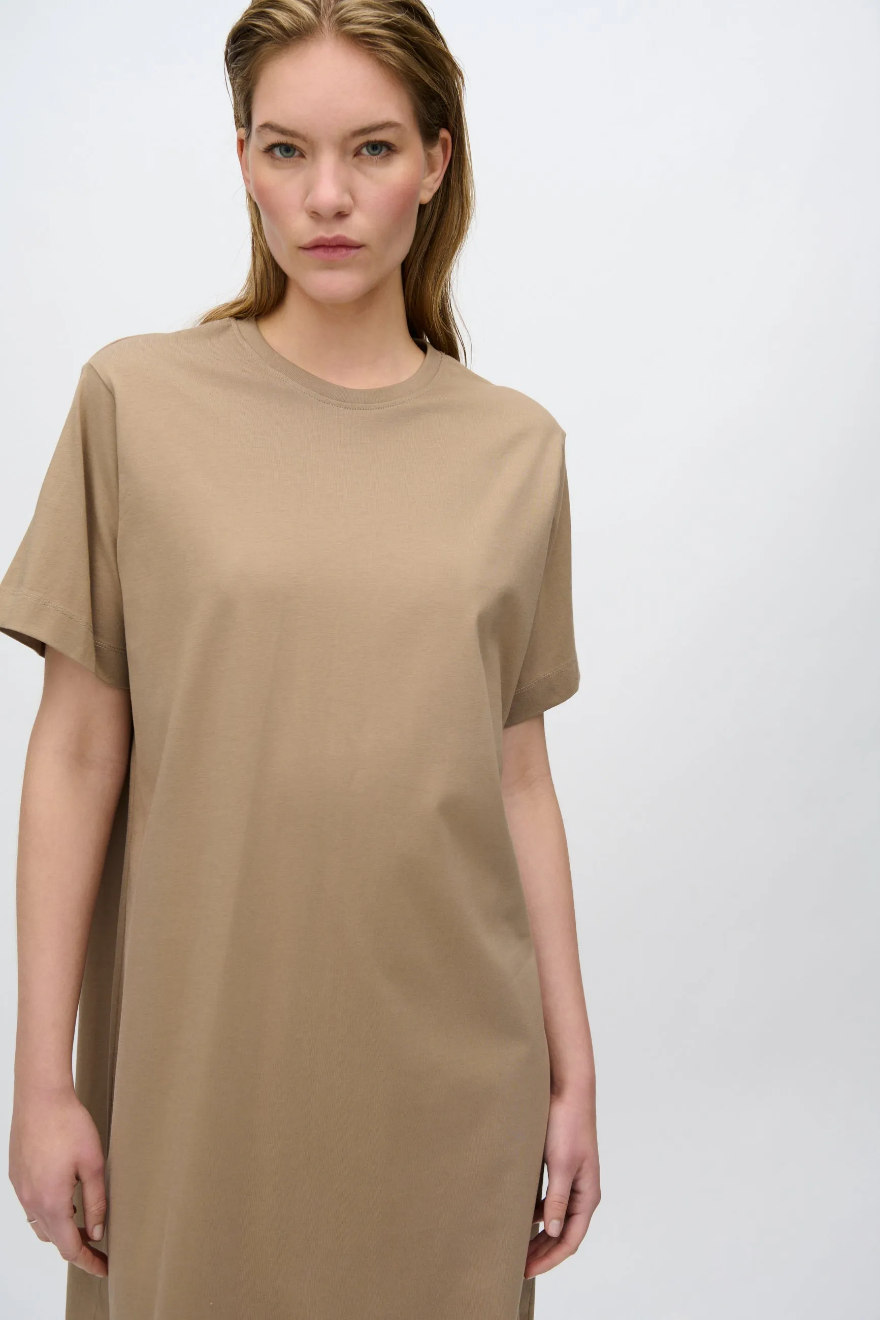 Lida t-shirt dress 4249 GOTS - Greige
