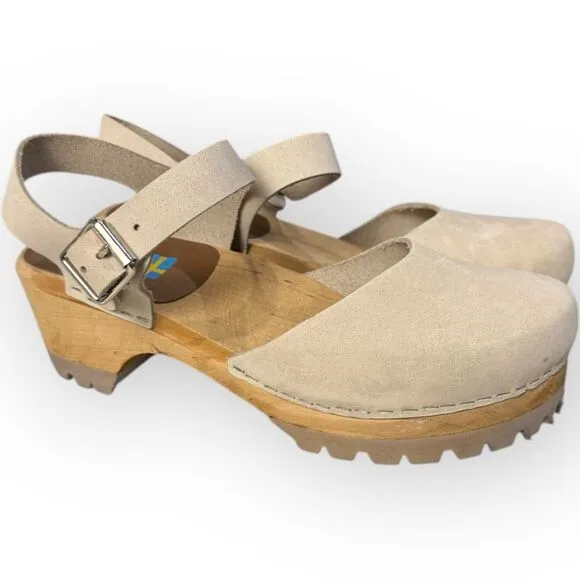 Like New Free People MIA Sweden Sofia Leather Mary Jane Wood Clogs  Size 36 (6)