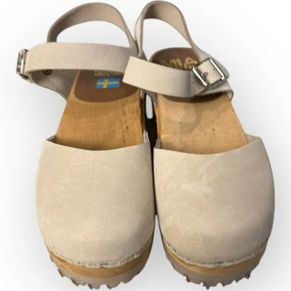 Like New Free People MIA Sweden Sofia Leather Mary Jane Wood Clogs  Size 36 (6)