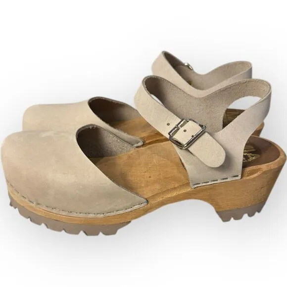 Like New Free People MIA Sweden Sofia Leather Mary Jane Wood Clogs  Size 36 (6)
