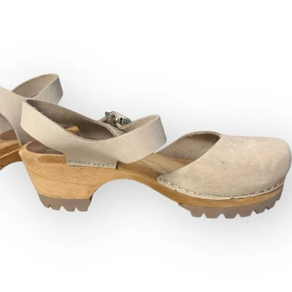 Like New Free People MIA Sweden Sofia Leather Mary Jane Wood Clogs  Size 36 (6)
