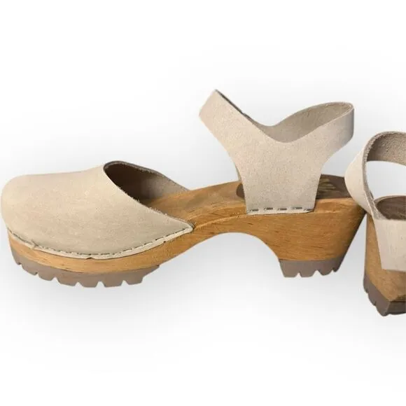 Like New Free People MIA Sweden Sofia Leather Mary Jane Wood Clogs  Size 36 (6)