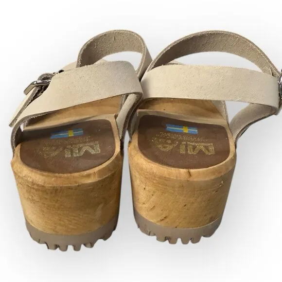 Like New Free People MIA Sweden Sofia Leather Mary Jane Wood Clogs  Size 36 (6)