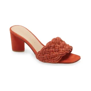 Like new! Veronica Beard Kerra Woven Block-Heel Slide Sandals. Coral size 7