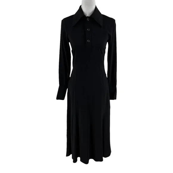 LIVIANA CONTI Italy Midi Dress Black Buttoned Women's Sz EU 38 US XS NWOT $400