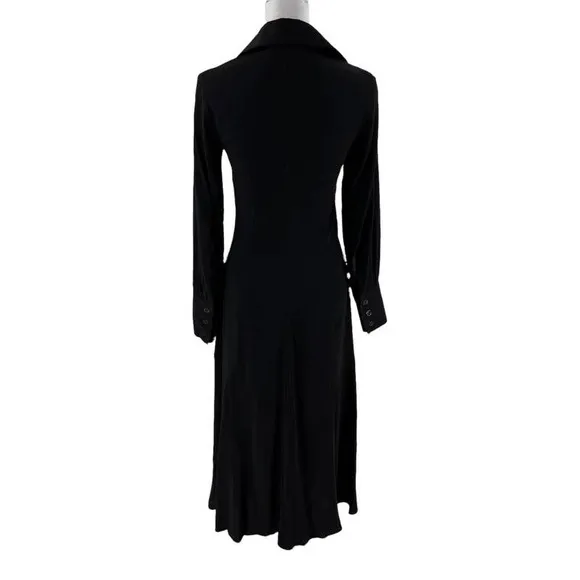 LIVIANA CONTI Italy Midi Dress Black Buttoned Women's Sz EU 38 US XS NWOT $400
