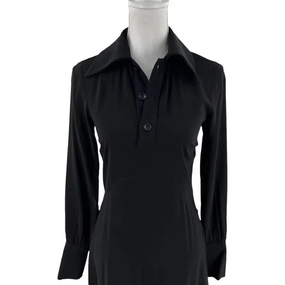 LIVIANA CONTI Italy Midi Dress Black Buttoned Women's Sz EU 38 US XS NWOT $400