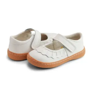 Livie &amp; Luca White Pearl Ruche Mary Jane Sz 11