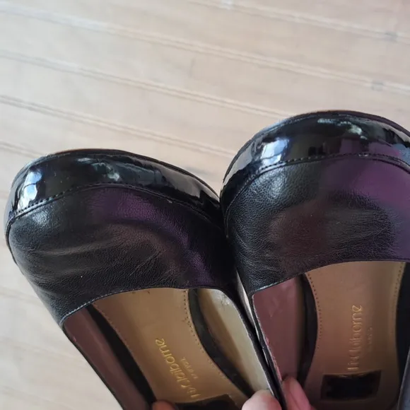 Liz Claiborne &quot;Cammie&quot; Black Leather High Heel Pumps Elegant Chic Round Toe