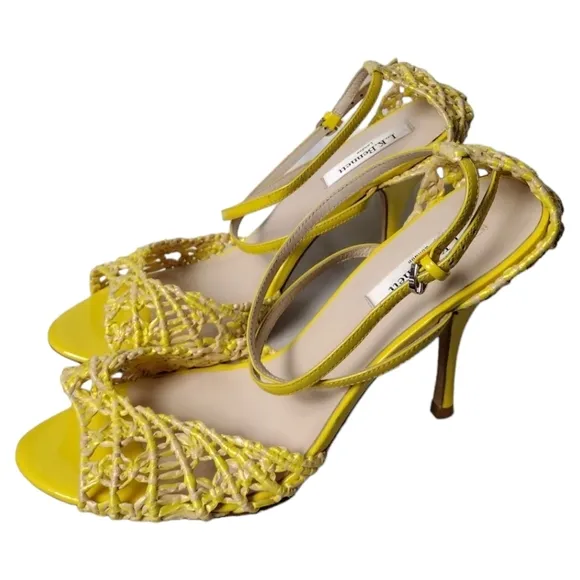LK Bennett Azure Woven Patent Leather Heeled Sandals