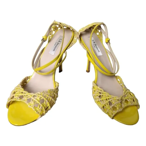 LK Bennett Azure Woven Patent Leather Heeled Sandals