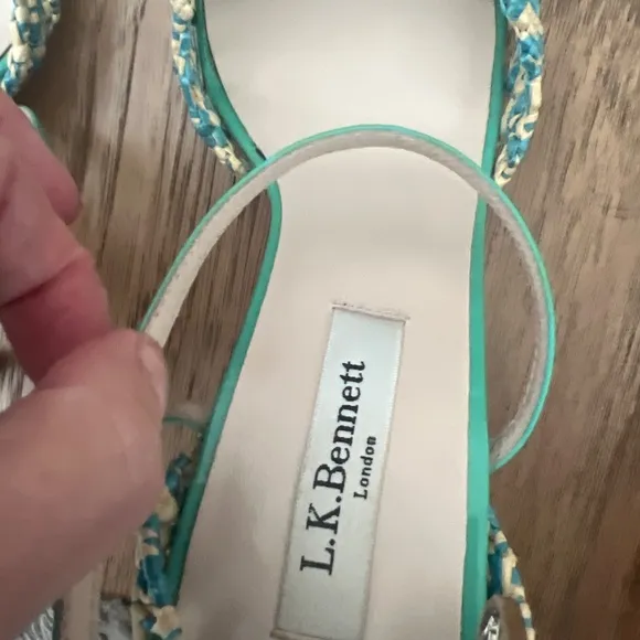 L.K. Bennett London macrame azure heels - aqua