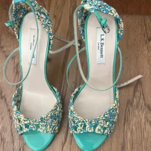 L.K. Bennett London macrame azure heels - aqua