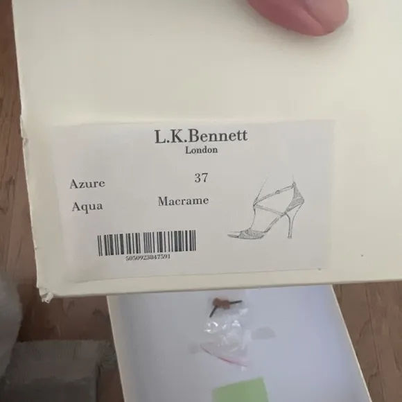 L.K. Bennett London macrame azure heels - aqua