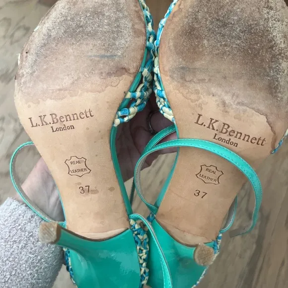 L.K. Bennett London macrame azure heels - aqua