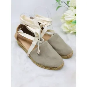 LK Bennett Suede Espadrille 7 US Ankle-Tie Wedge Heel Sandals, 38 EU‎