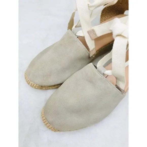 LK Bennett Suede Espadrille 7 US Ankle-Tie Wedge Heel Sandals, 38 EU‎