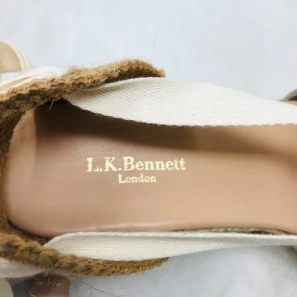 LK Bennett Suede Espadrille 7 US Ankle-Tie Wedge Heel Sandals, 38 EU‎