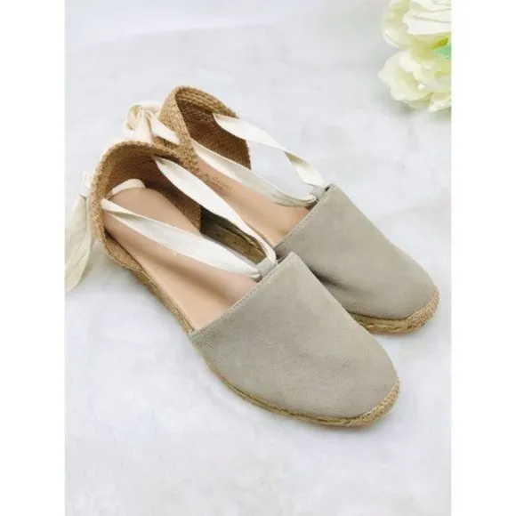 LK Bennett Suede Espadrille 7 US Ankle-Tie Wedge Heel Sandals, 38 EU‎